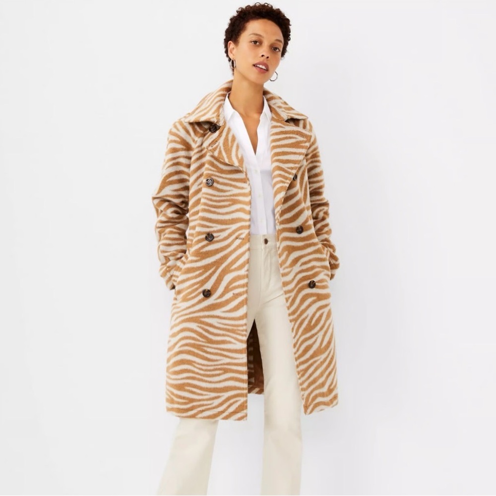 Ann Taylor Tan Zebra Print Women's Coat